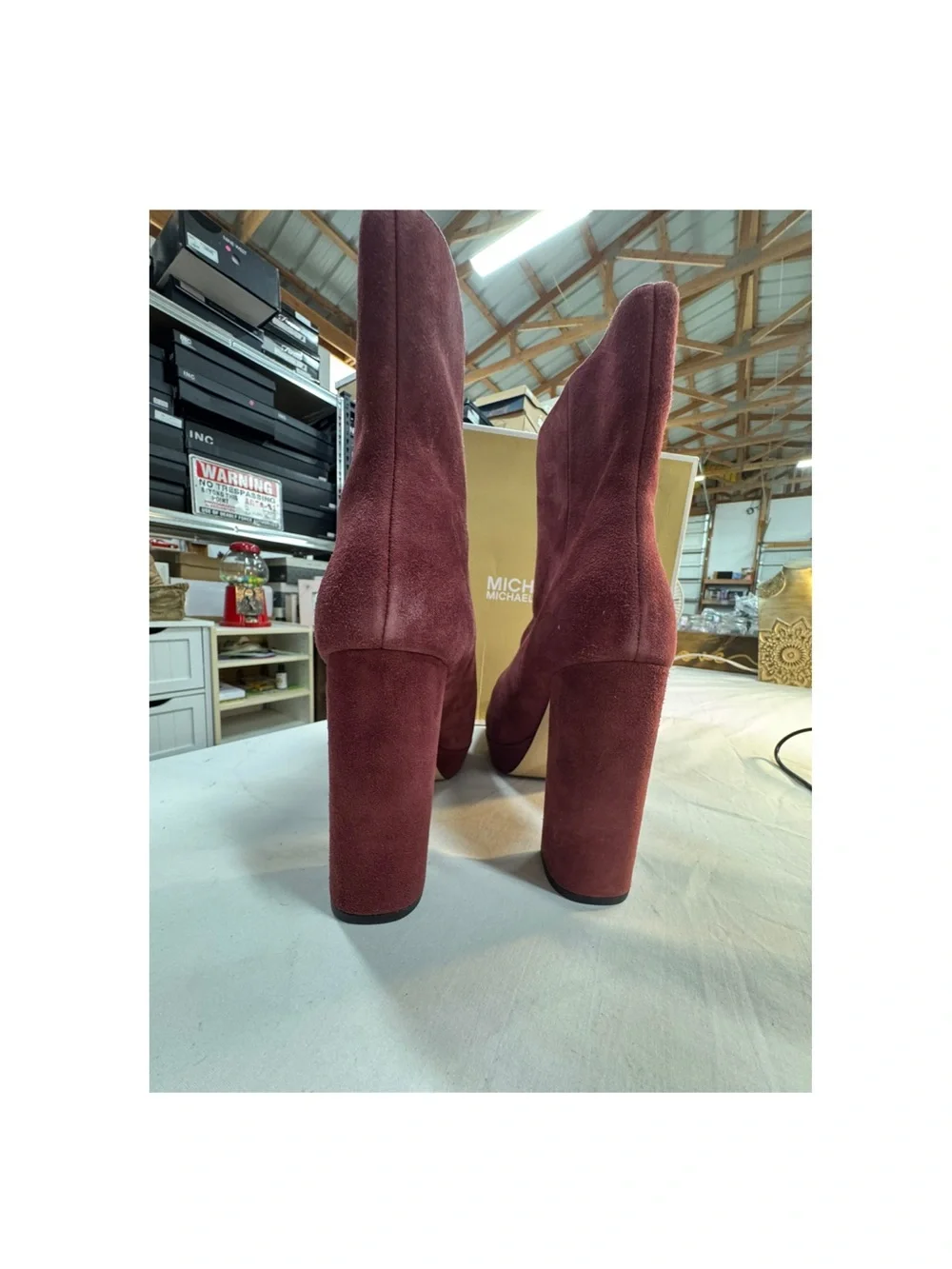Michael Kors Burgundy Suede Platform Zip Ankle Boots size 9